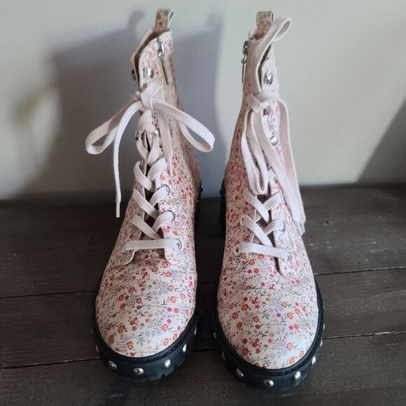 Schutz Andrea Floral & Studs Lace Up combat boots Size 10 - Picture 2 of 9